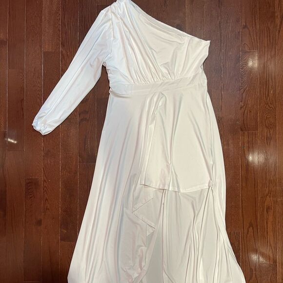 IyMoo Womens Sexy Plus Size Long Sleeve Ruched Elegant High Low Maxi Dress - Picture 11 of 15